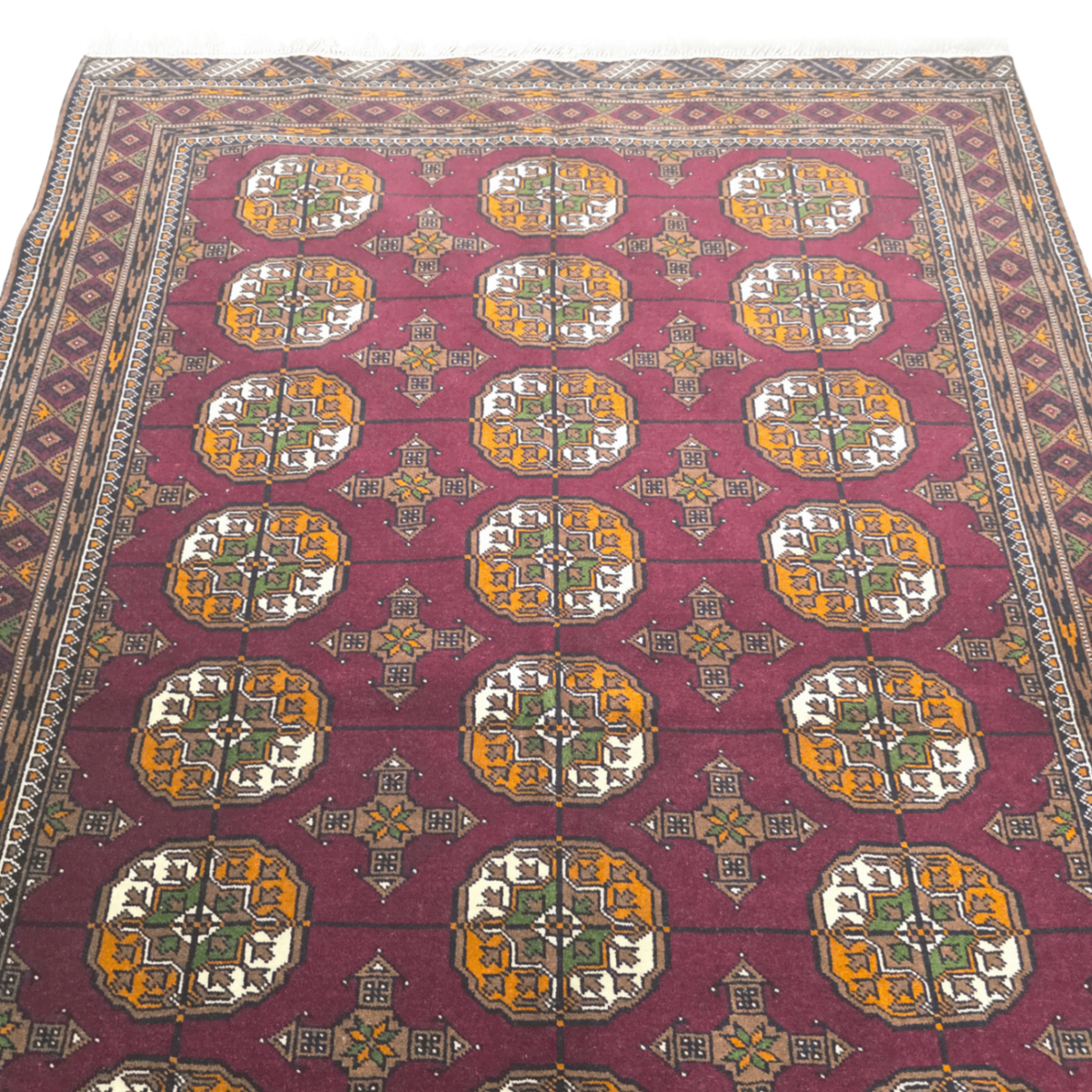 196 x 120 cm Hand-Knotted Tyrian Purple Baluch Bokhara Design – Wool Rug