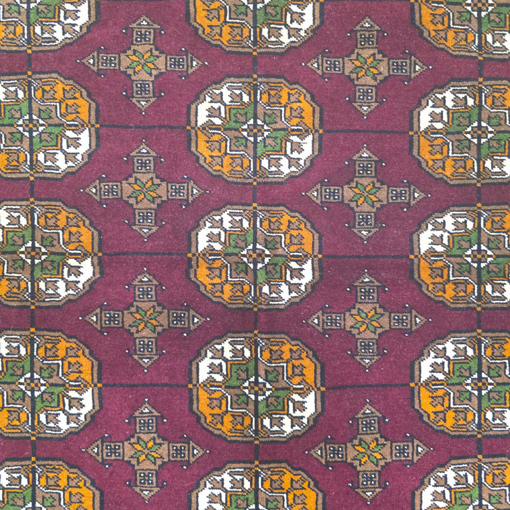 196 x 120 cm Hand-Knotted Tyrian Purple Baluch Bokhara Design – Wool Rug