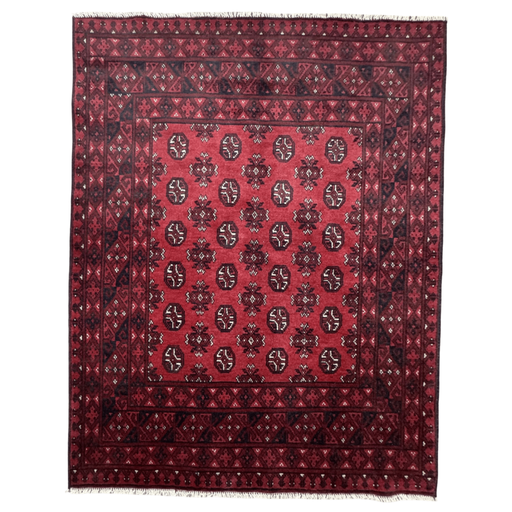 193 x 150 cm Hand-Knotted Afghan Bokhara Akche Rug