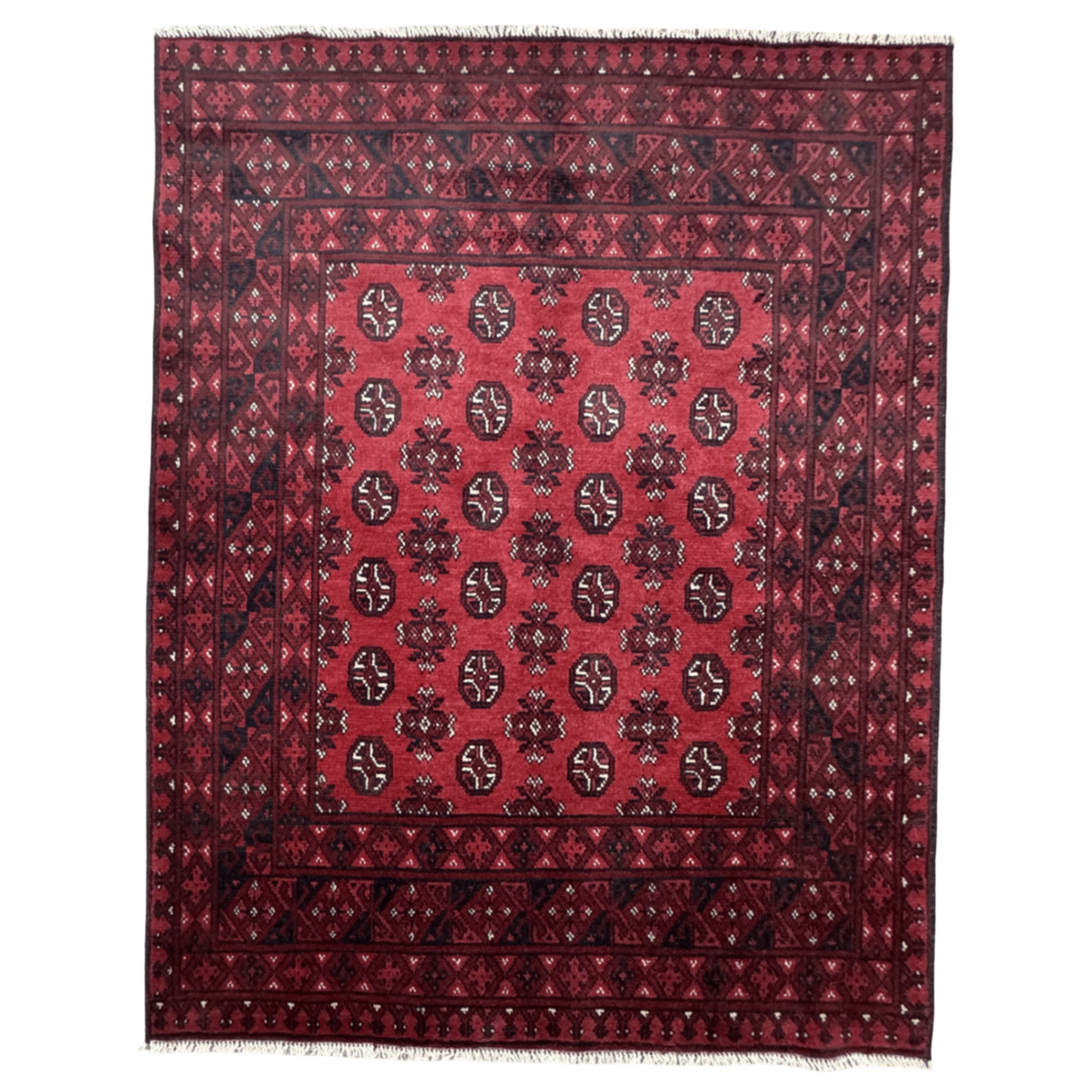 193 x 150 cm Hand-Knotted Afghan Bokhara Akche Rug