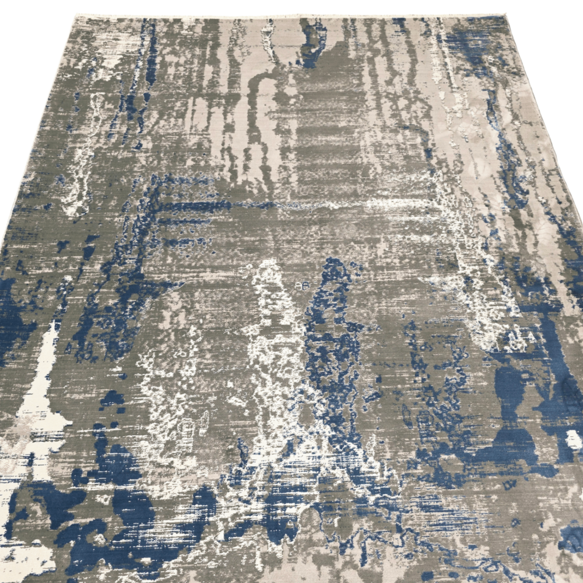 235 x 160 cm Modern Grey and Blue Machine Made Rug