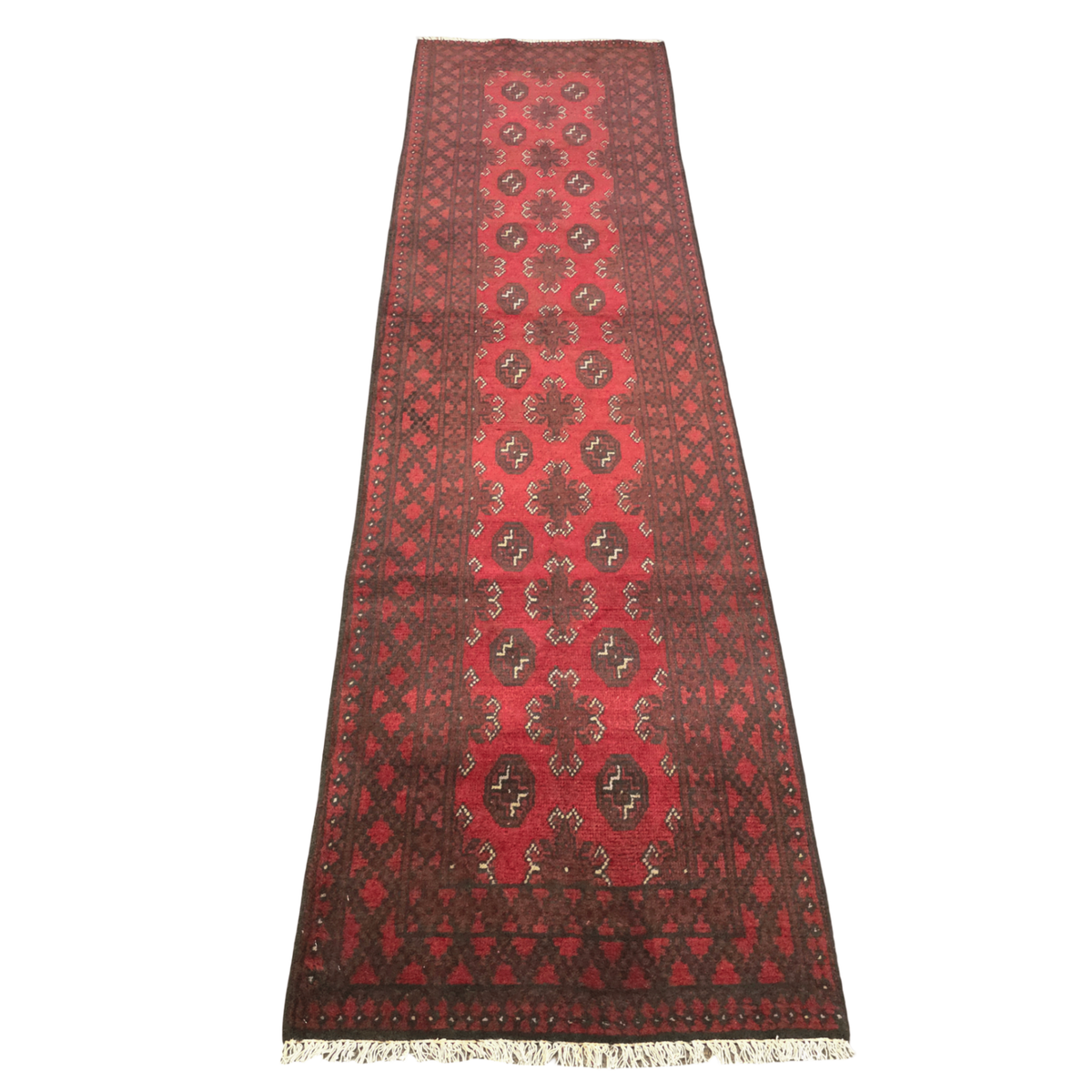 289 x 75 cm Red Afghan Bokhara Runner Rug
