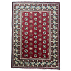 180 x 126 cm Hand-Knotted Afghan Akche Rug, Colorful