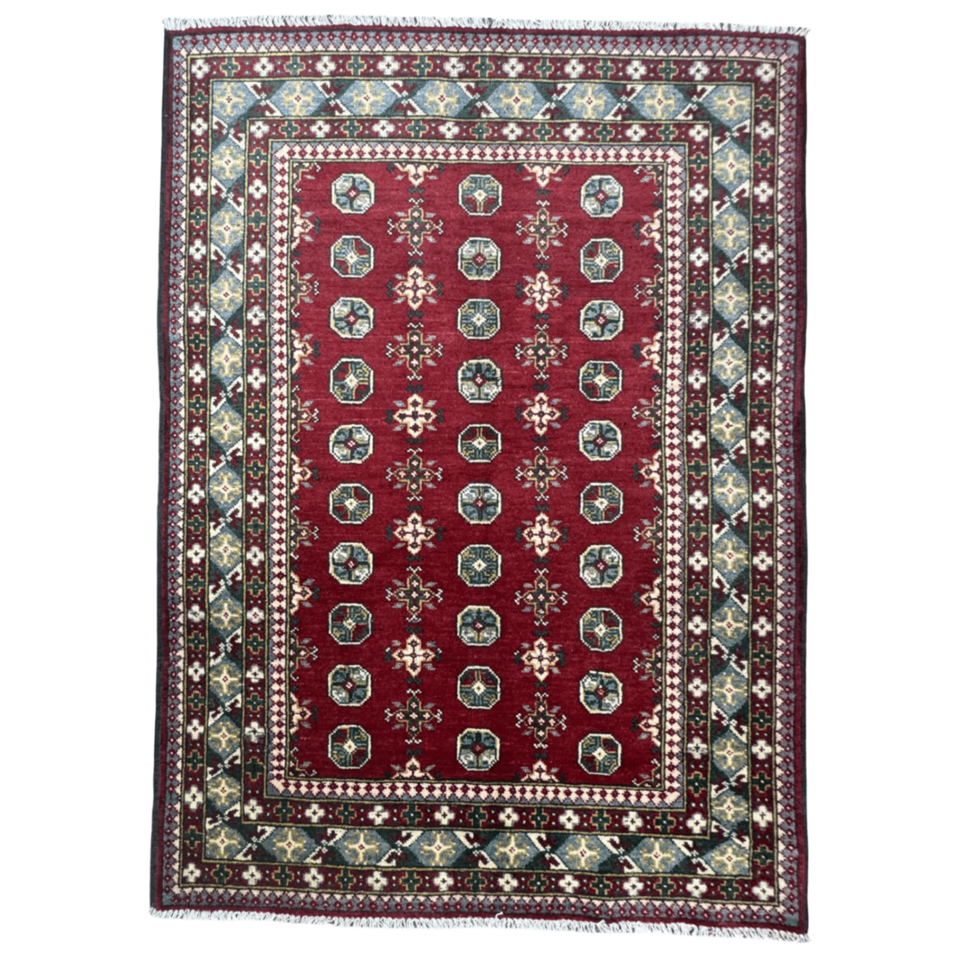 180 x 126 cm Hand-Knotted Afghan Akche Rug, Colorful
