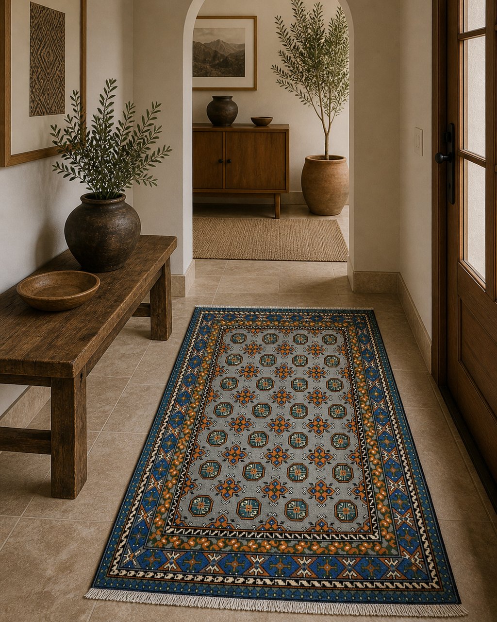 180 x 115 cm Hand-Knotted Afghan Akche Rug