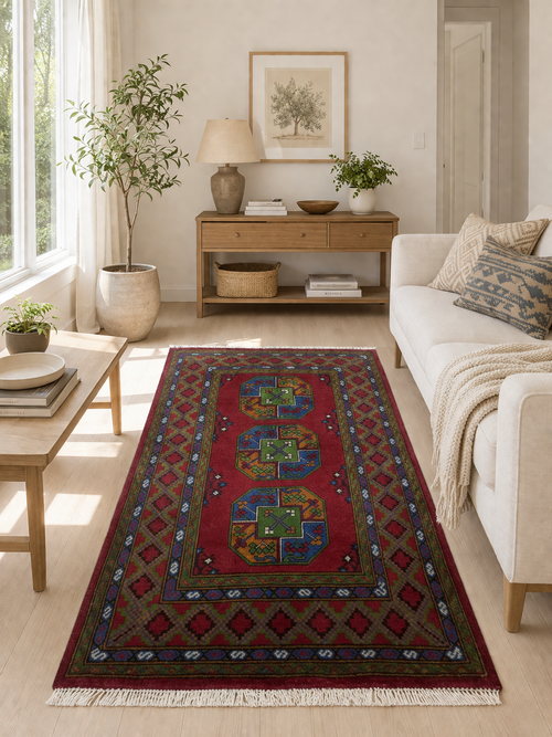 180 x 115 cm Hand-Woven Afghan Akche Rug