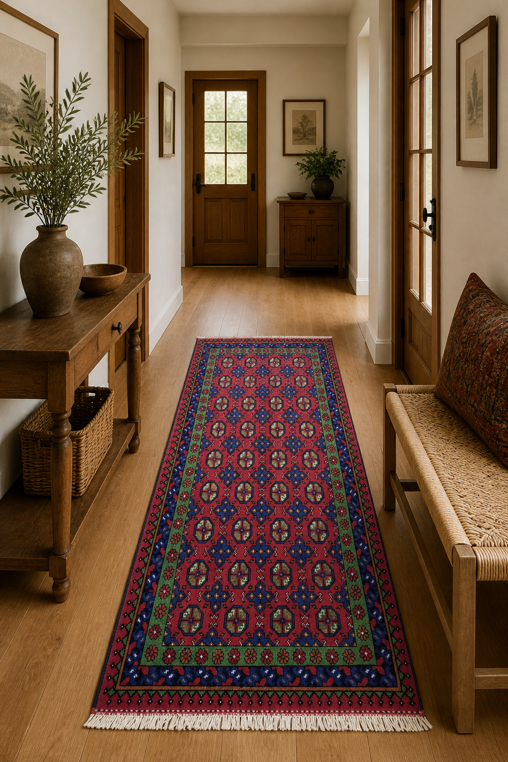 182 x 94 cm Hand-Knotted Afghan Akche Rug