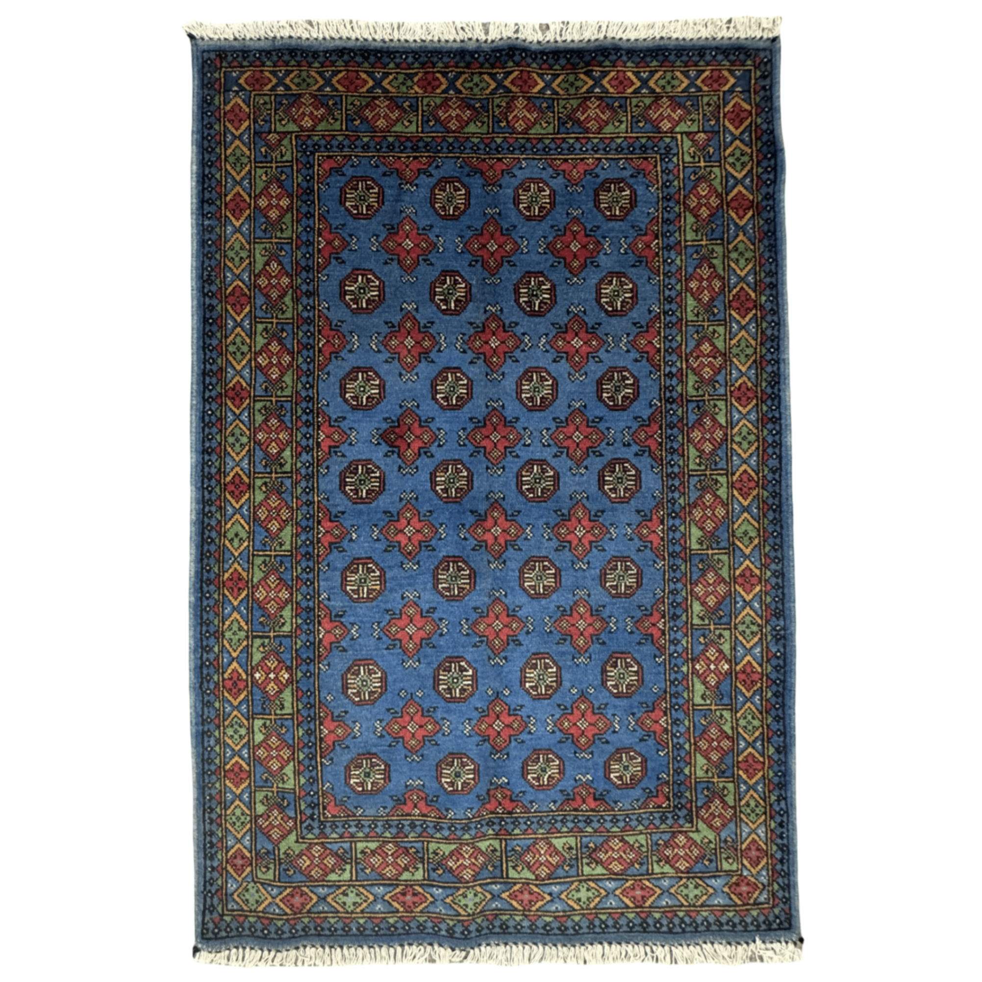 184 x 122 cm Hand-Knotted Afghan Akche Rug, Blue