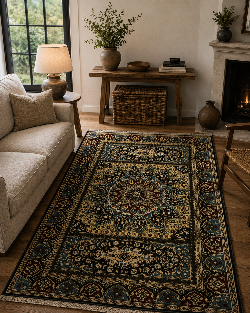 185 x 124 cm Hand-Knotted Afghan Mamluk Wool Rug