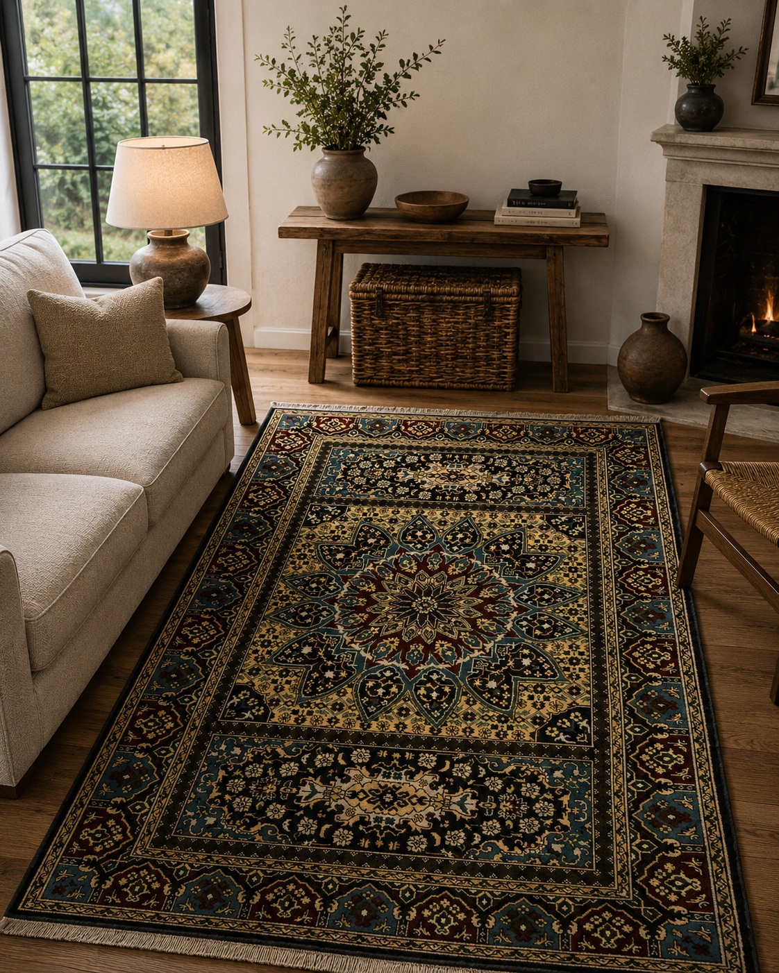 185 x 124 cm Hand-Knotted Afghan Mamluk Wool Rug