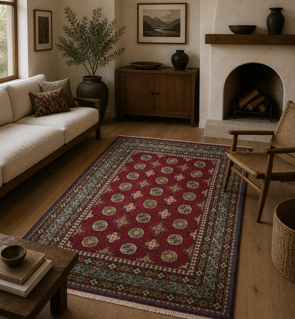186 x 122 cm Hand-Knotted Afghan Akche Rug