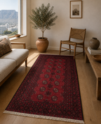186 x 99 cm Hand-Knotted Afghan Bokhara Akche Rug