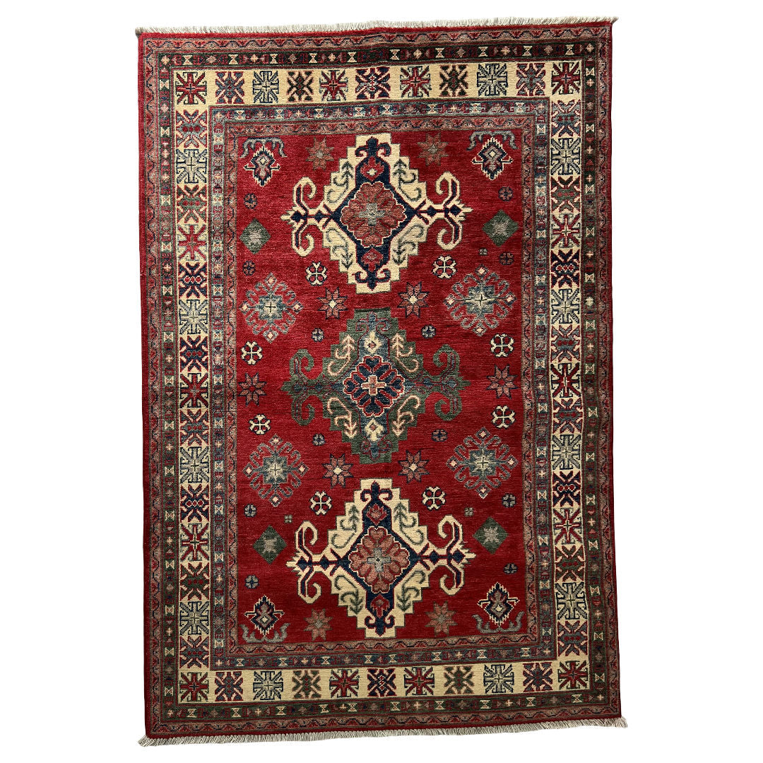 187 x 124 cm Hand-Knotted Afghan Kazak Wool Rug