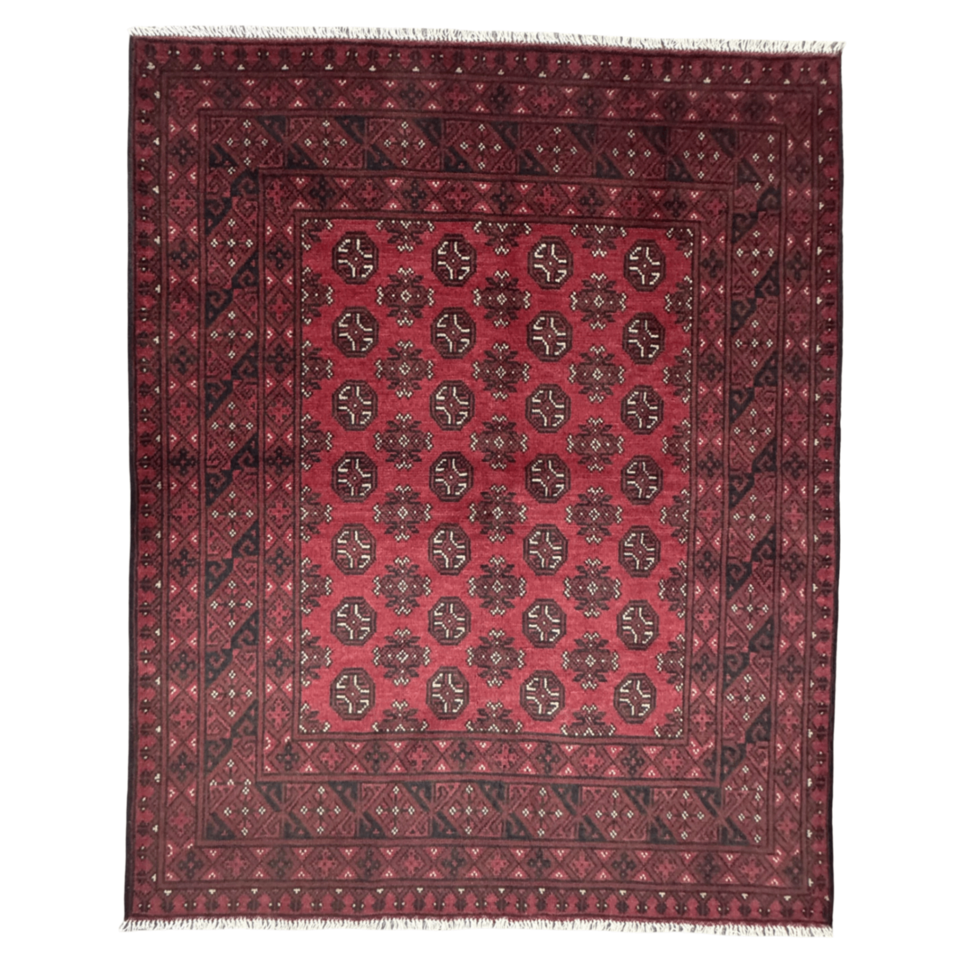 188 x 154 cm Hand-Knotted Afghan Bokhara Akche Rug