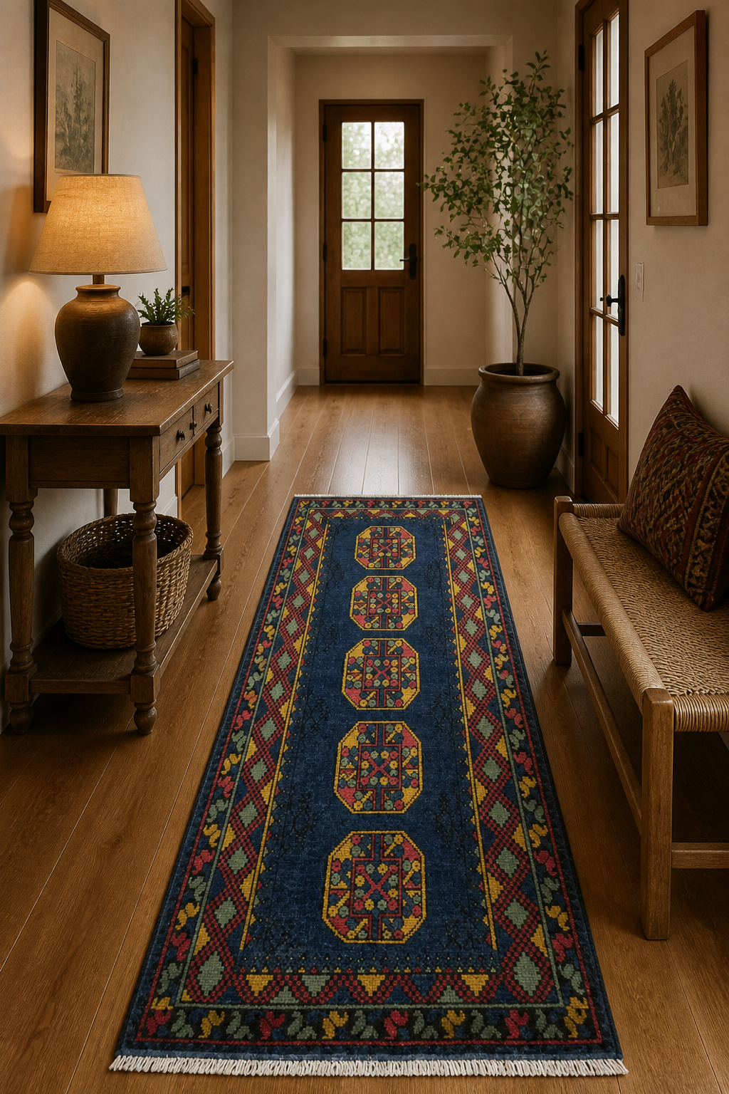 189 x 98 cm Hand-Knotted Afghan Akche Rug