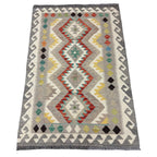 154 × 104 cm Hand-Woven Afghan Kilim Rug – Wool Flatweave