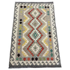 154 × 104 cm Hand-Woven Afghan Kilim Rug – Wool Flatweave