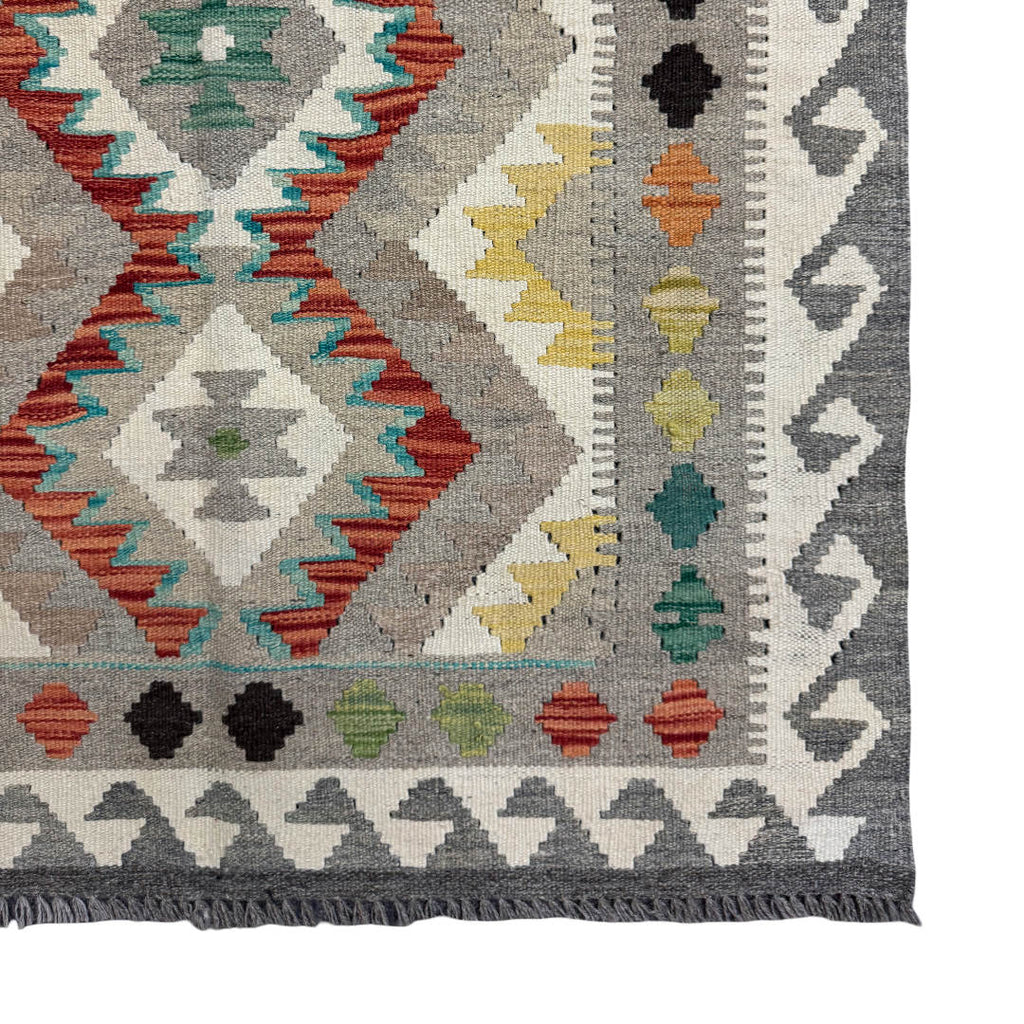 154 × 104 cm Hand-Woven Afghan Kilim Rug – Wool Flatweave