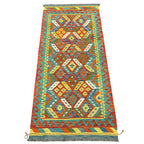 198 x 91 cm Hand-Woven Afghan Kilim Runner Rug – Wool Flatweave