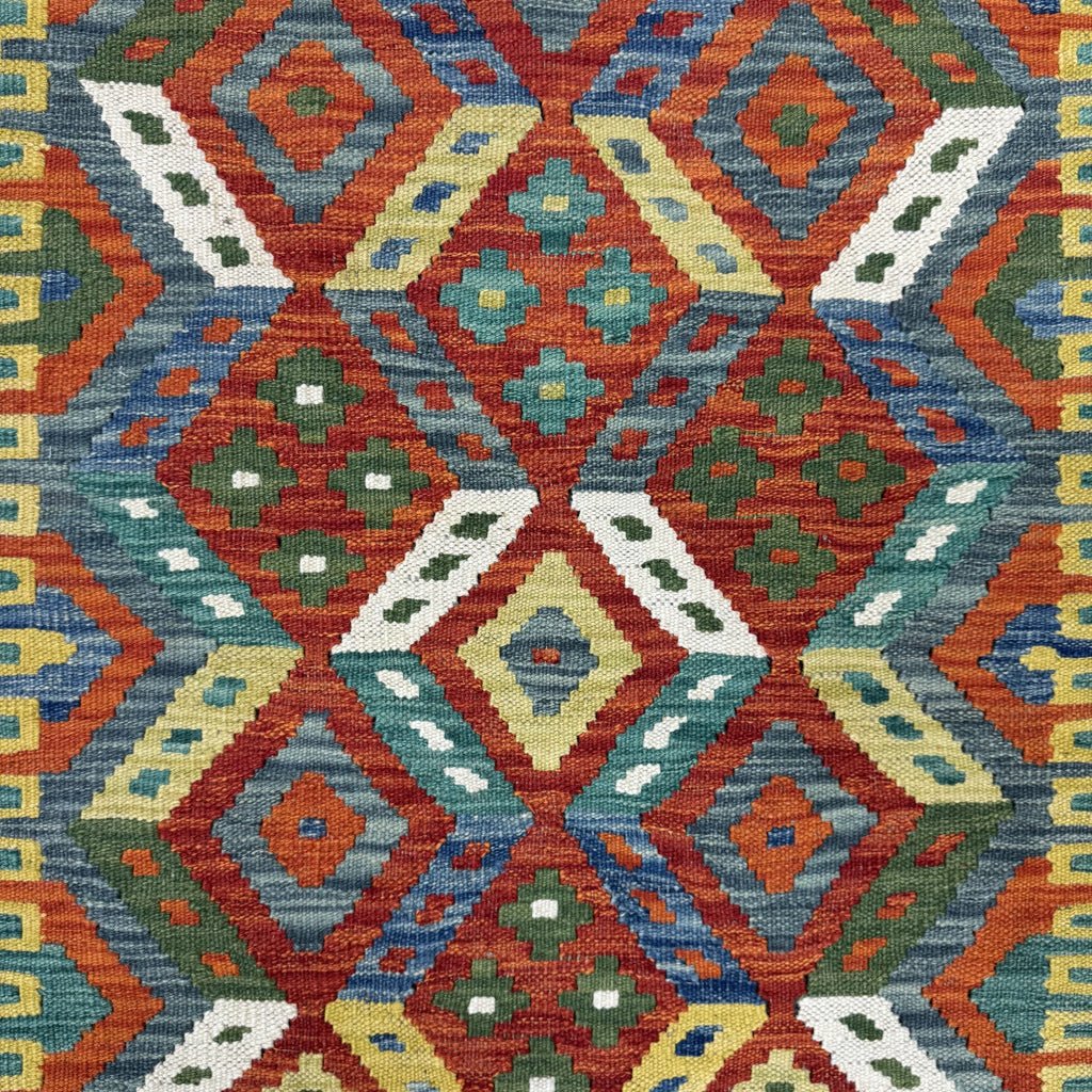 198 x 91 cm Hand-Woven Afghan Kilim Runner Rug – Wool Flatweave