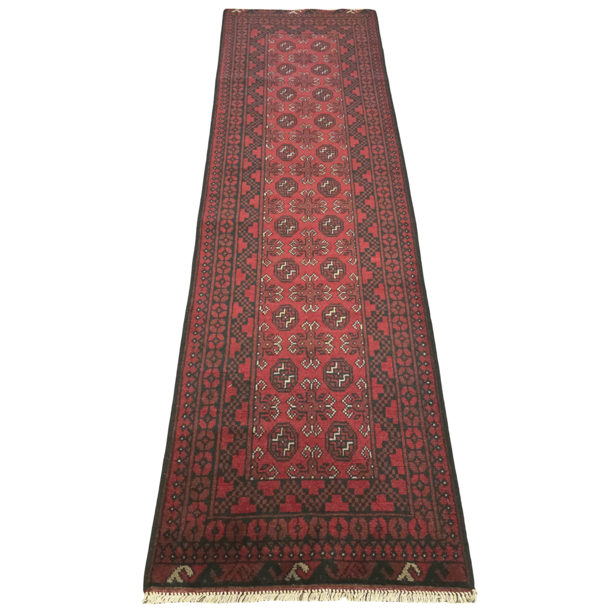284 x 78 cm Red Afghan Bokhara Runner Rug