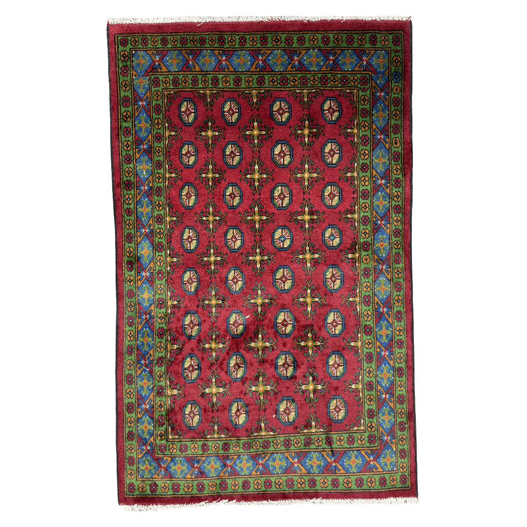 190 x 116 cm Hand-Woven Color Afghan Akche Wool Rug