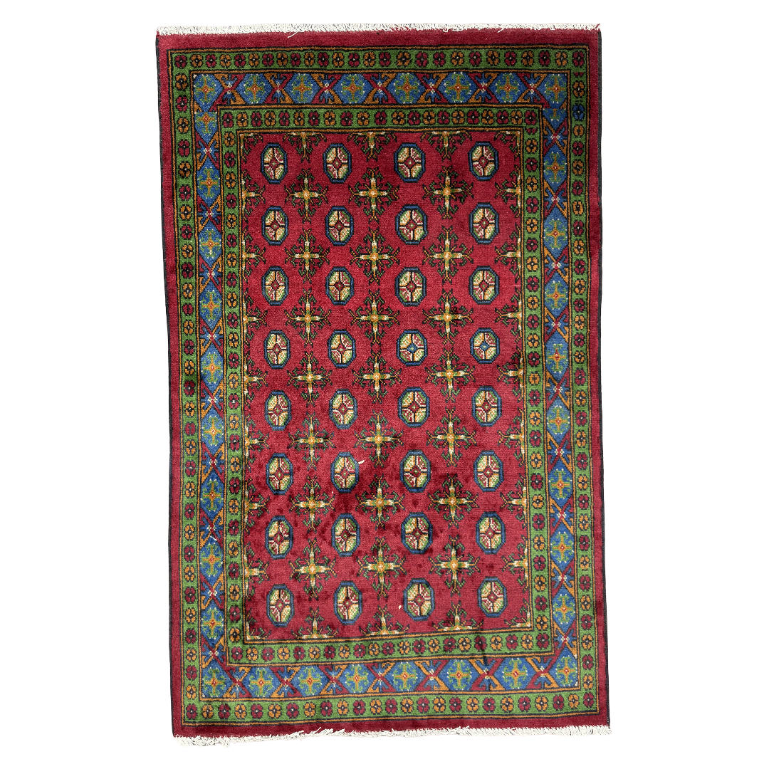 190 x 116 cm Hand-Woven Color Afghan Akche Wool Rug