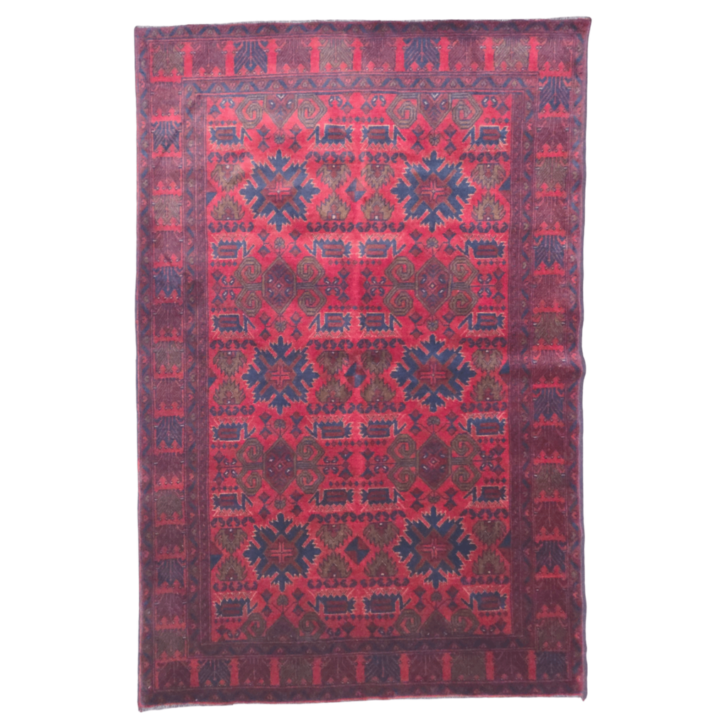 190 x 150 cm Hand-Knotted Afghan Turkmen Rug