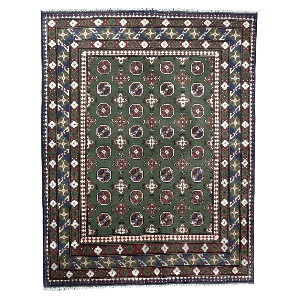 193 x 147 cm Hand-Knotted Afghan Akche Bokhara Rug