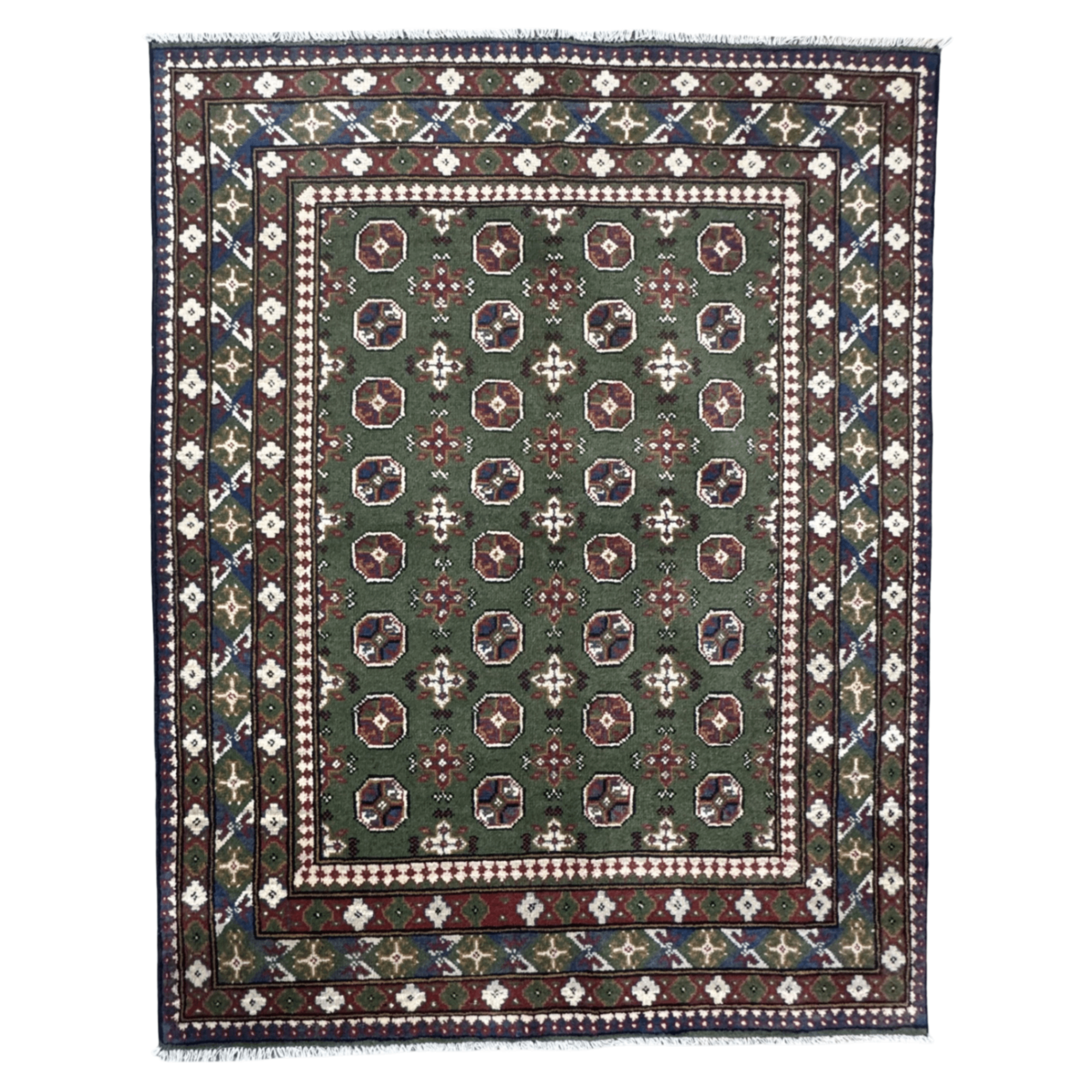 193 x 147 cm Hand-Knotted Afghan Akche Bokhara Rug