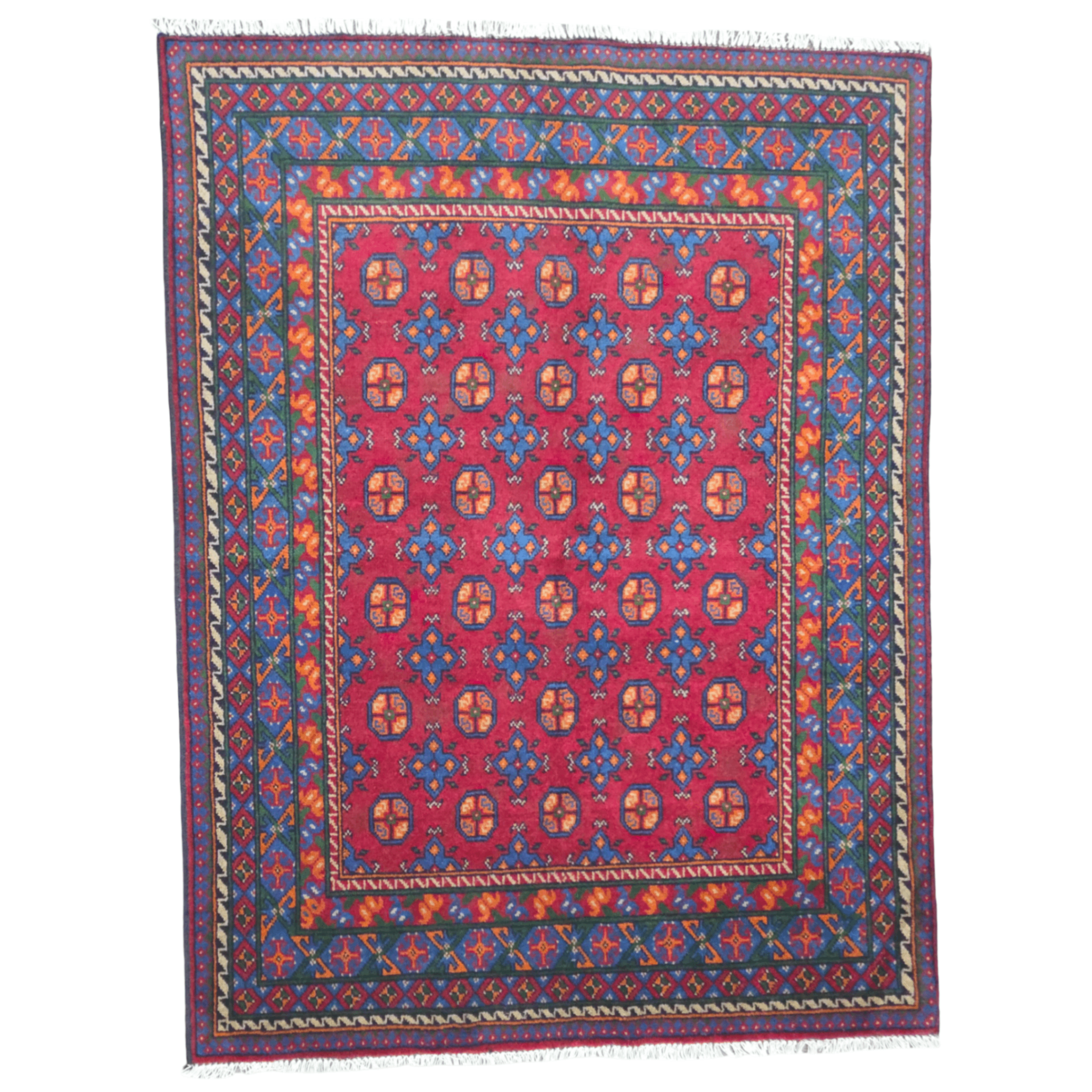 193 x 148 cm Hand-Woven Color Afghan Akche Wool Rug