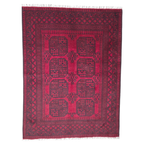 193 x 150 cm Hand-Woven Red Afghan Akche Wool Rug