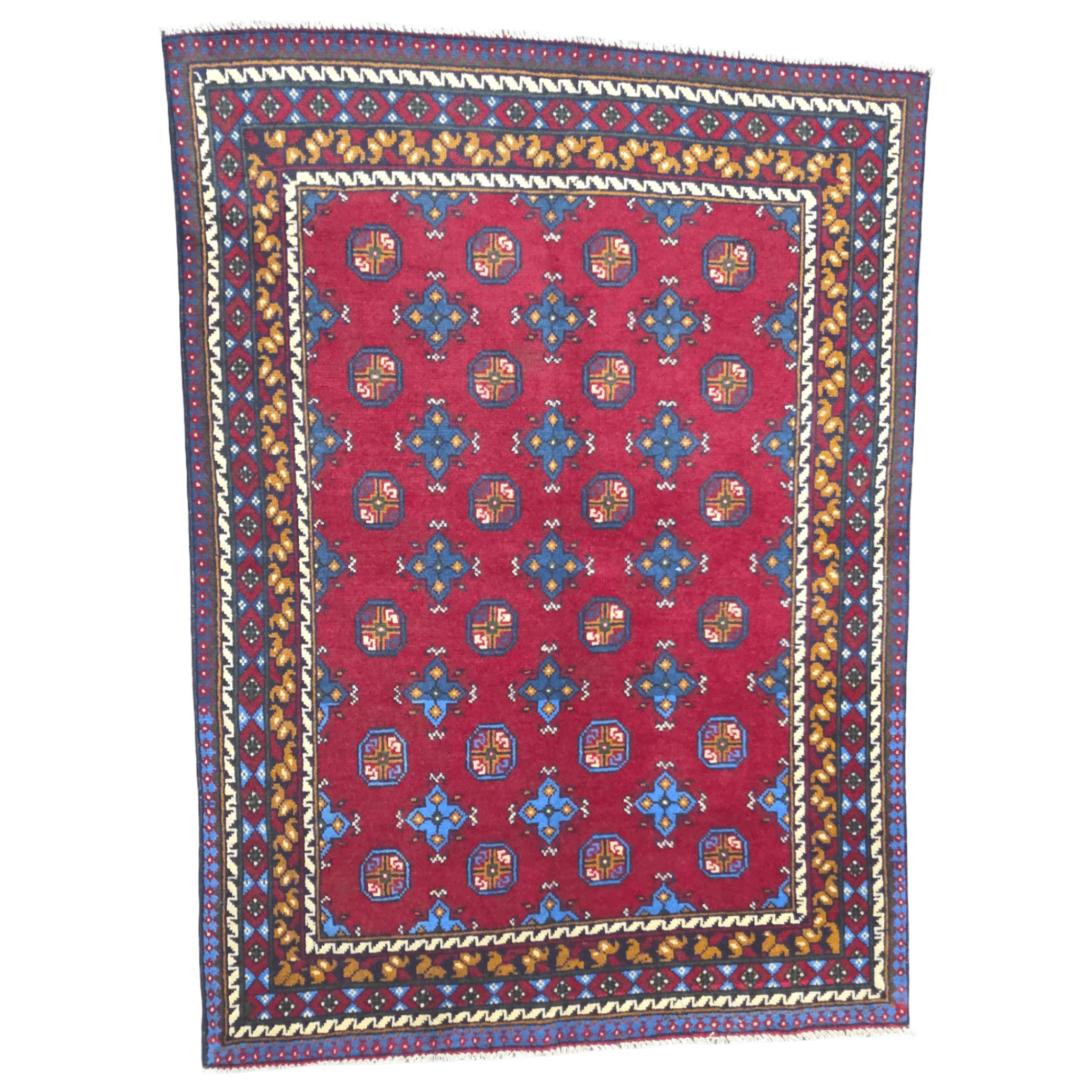 194 x 140 cm Hand-Woven Afghan Akche Rug