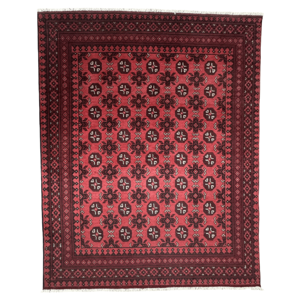 194 x 154 cm Hand-Knotted Afghan Akche Bokhara Rug
