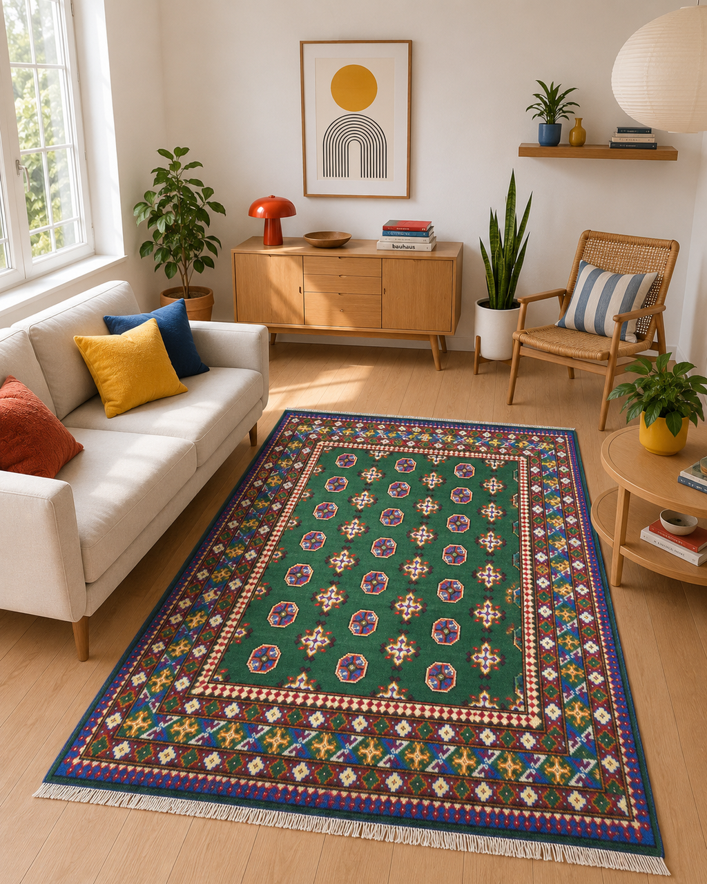 194 x 149 cm Hand-Woven Afghan Akche Rug