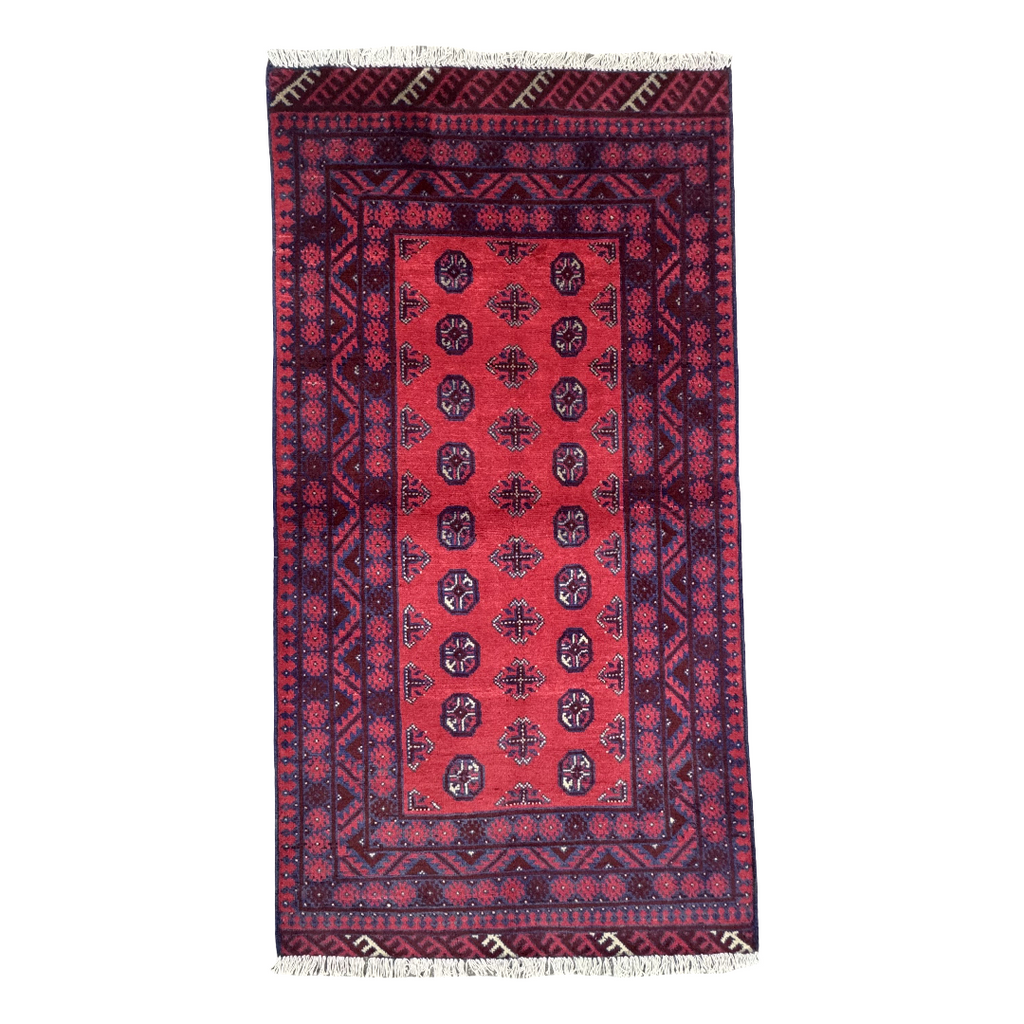 195 x 105 cm Hand-Knotted Afghan Bokhara Akche Rug