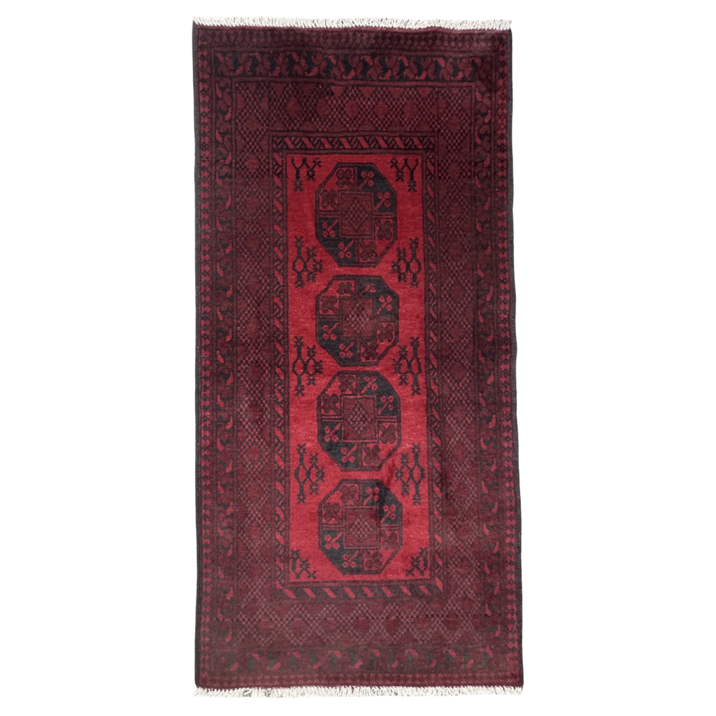 195 x 96 cm Hand-Knotted Afghan Akche Runner