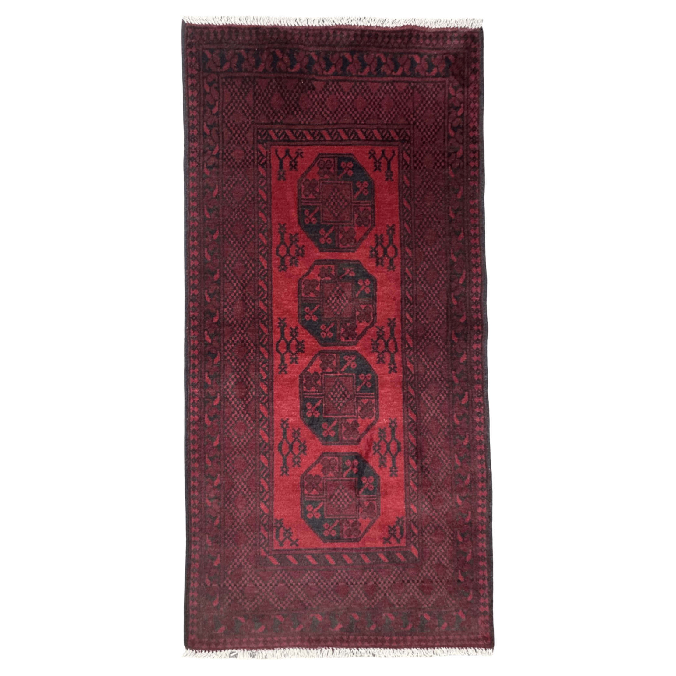 195 x 96 cm Hand-Knotted Afghan Akche Runner