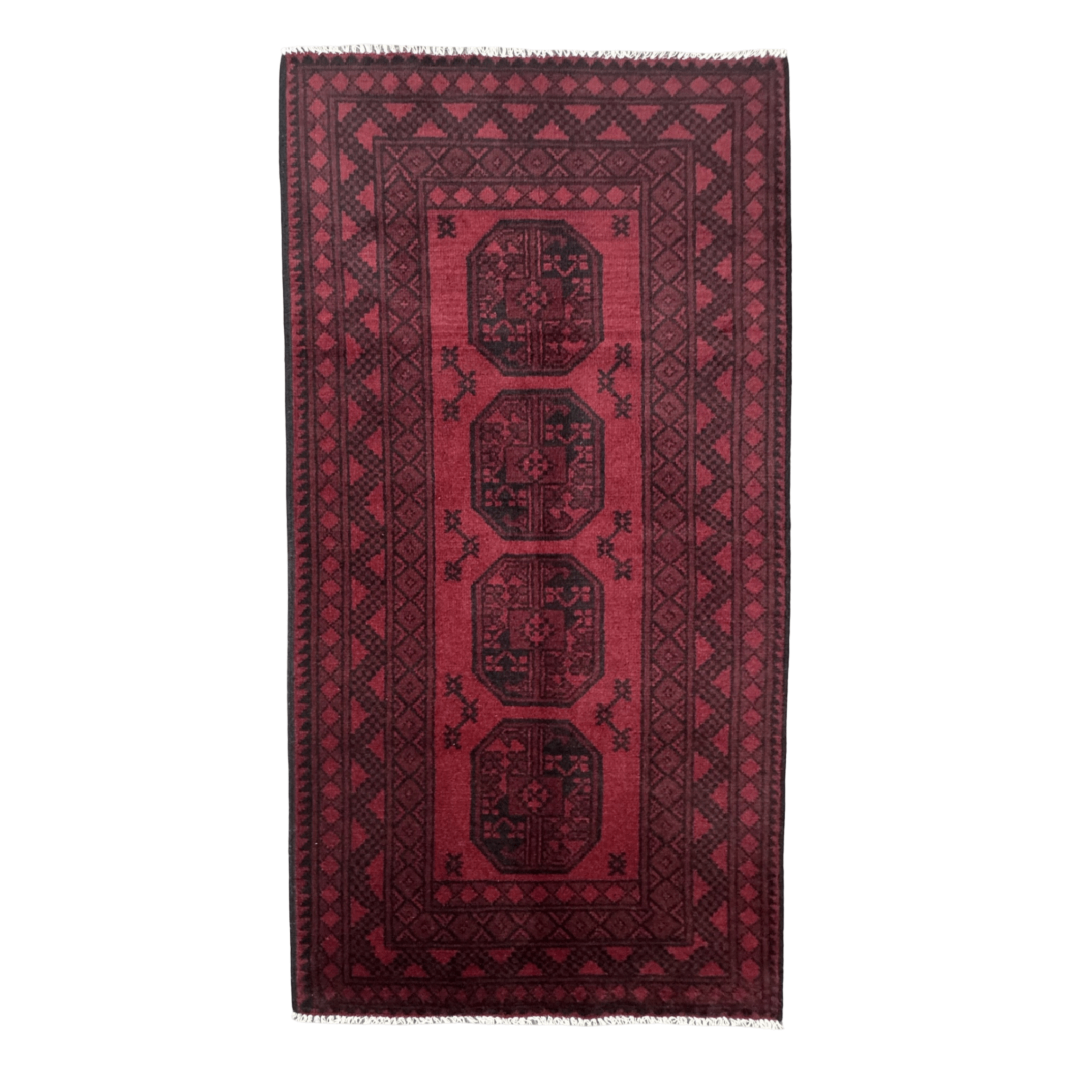 195 x 97 cm Hand-Knotted Afghan Akche Rug