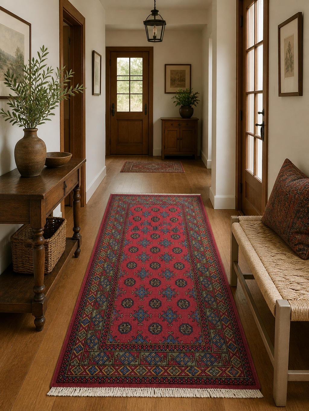 195 x 105 cm Hand-Knotted Afghan Akche Rug