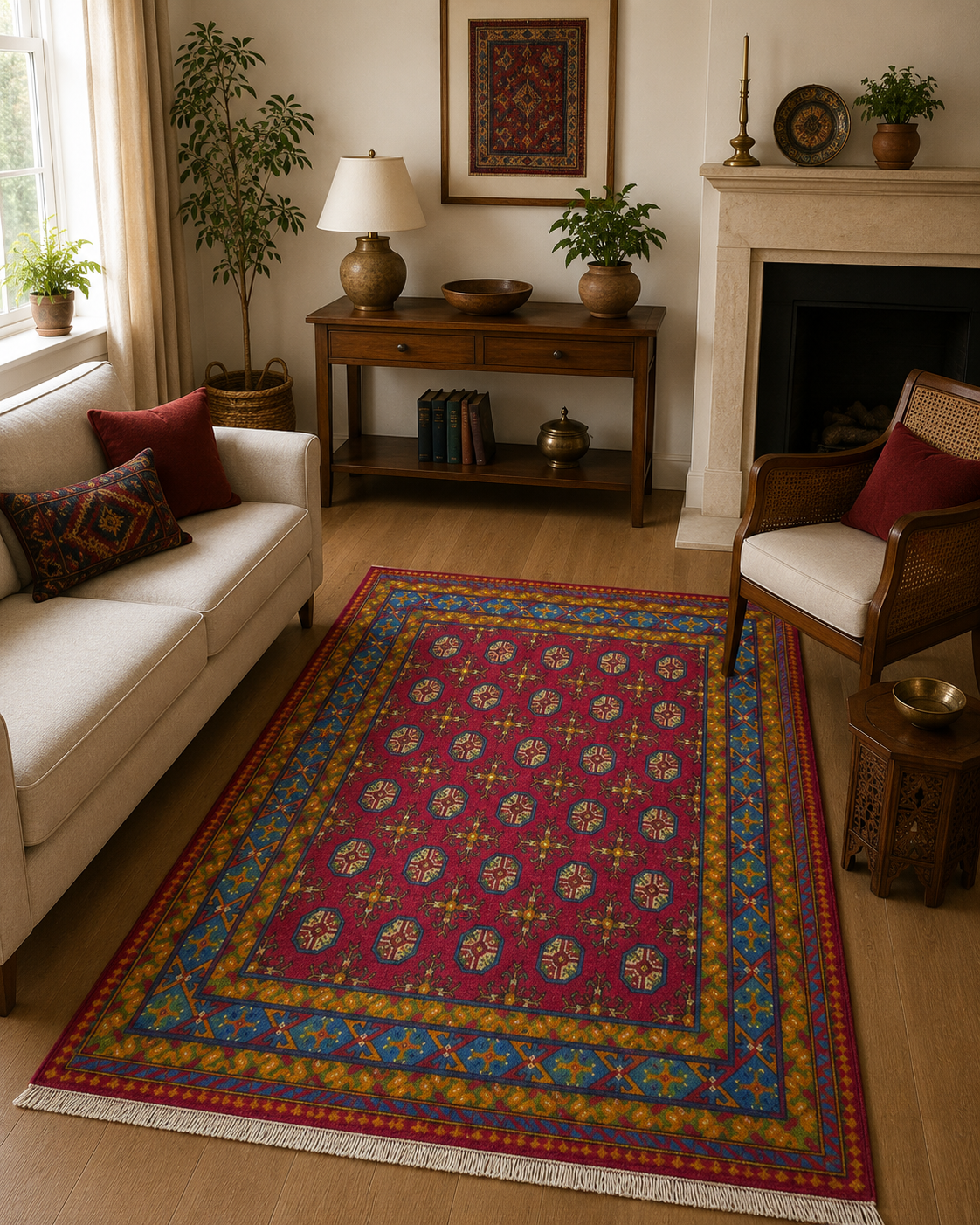 195 x 150 cm Hand-Woven Afghan Akche Rug