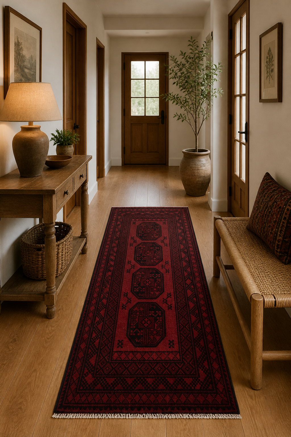 195 x 97 cm Hand-Knotted Afghan Akche Rug