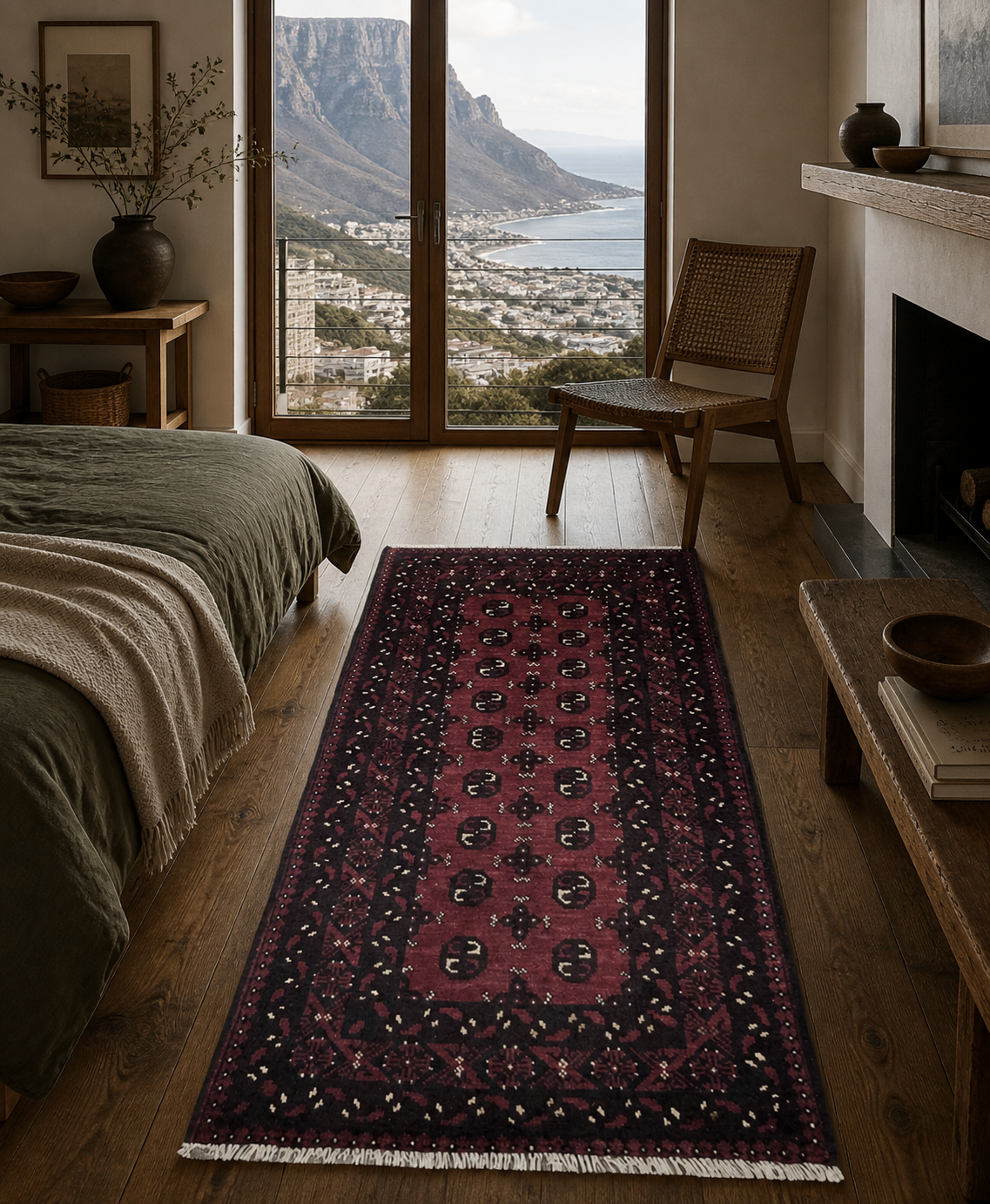 195 x 97 cm Hand-Knotted Afghan Bokhara Akche Rug