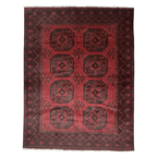 196 x 151 cm Hand-Knotted Afghan Akche Bokhara Rug