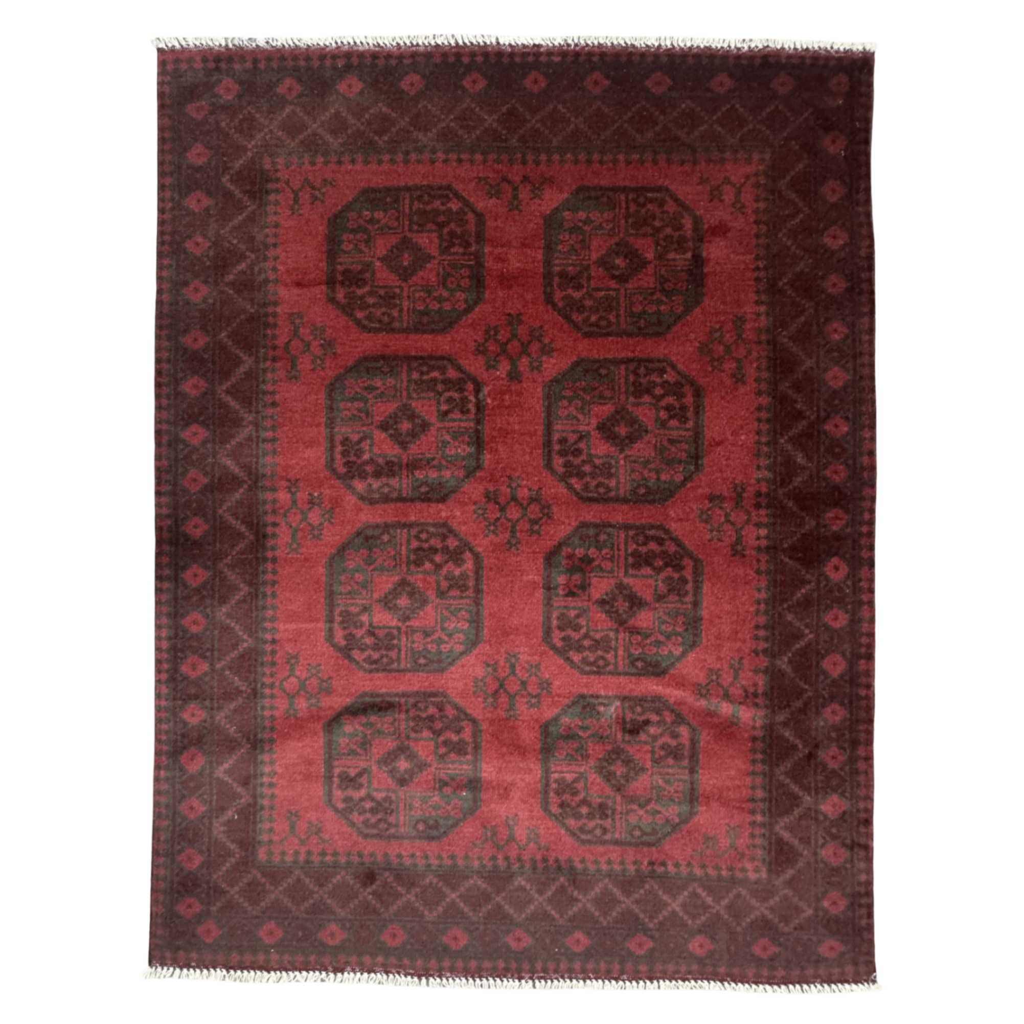 196 x 151 cm Hand-Knotted Afghan Akche Bokhara Rug