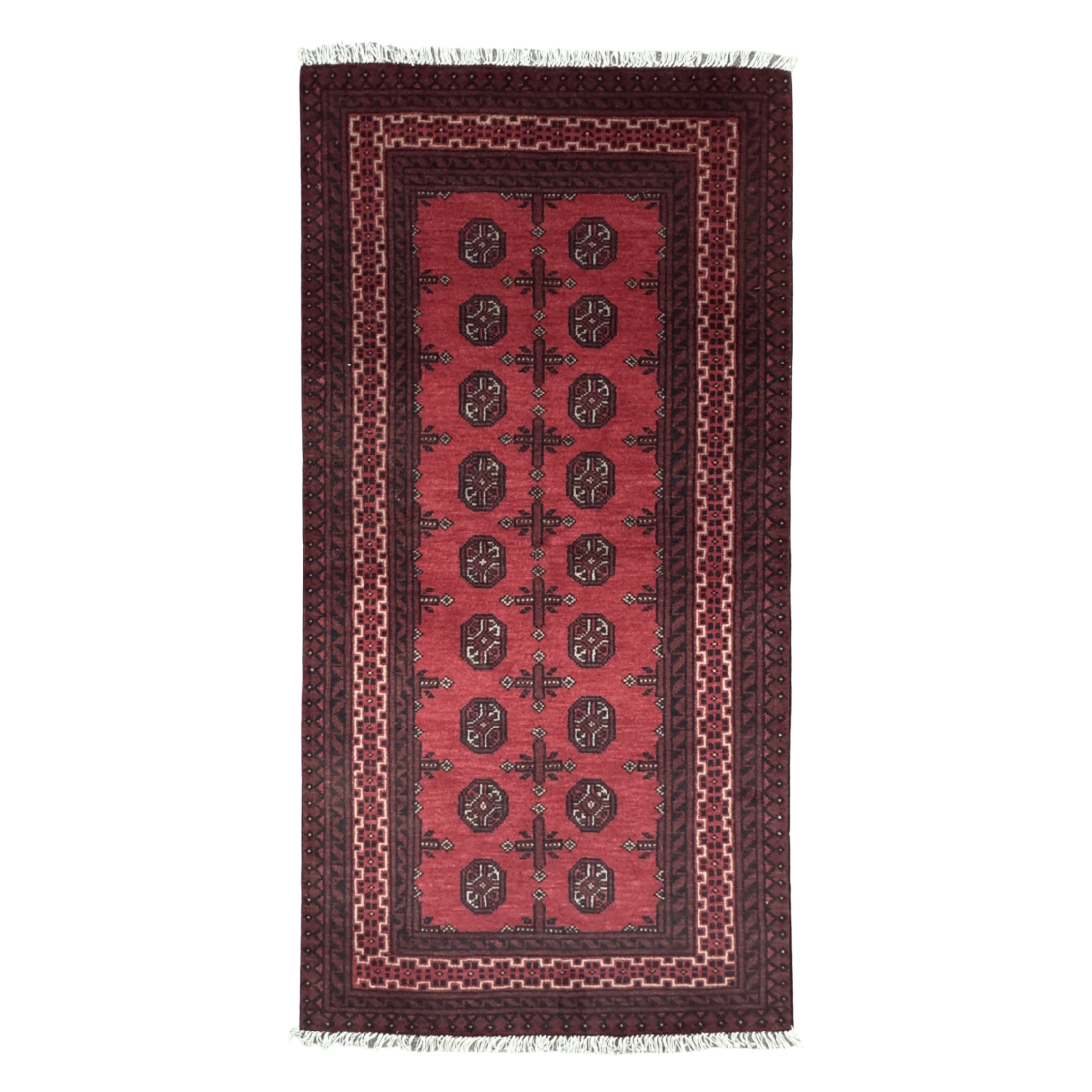 197 x 100 cm Hand-Knotted Afghan Bokhara Akche Rug