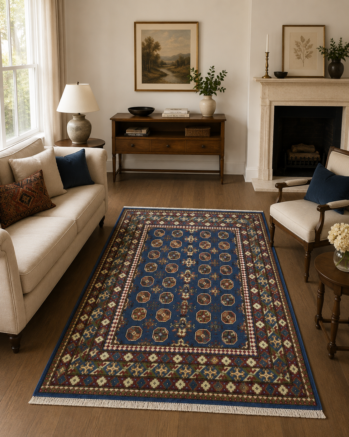 197 x 150 cm Hand-Woven Afghan Akche Rug