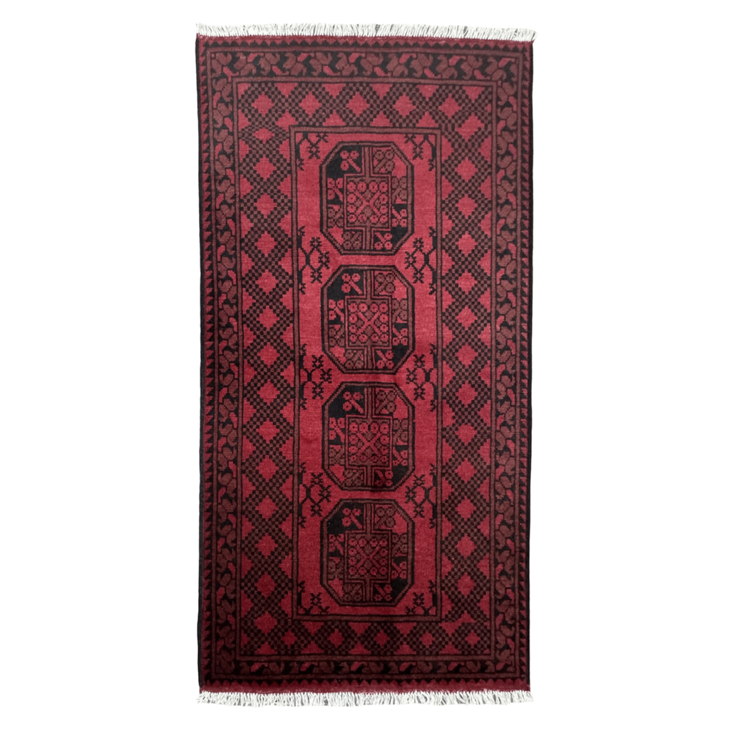 198 x 100 cm Hand-Knotted Afghan Akche Rug