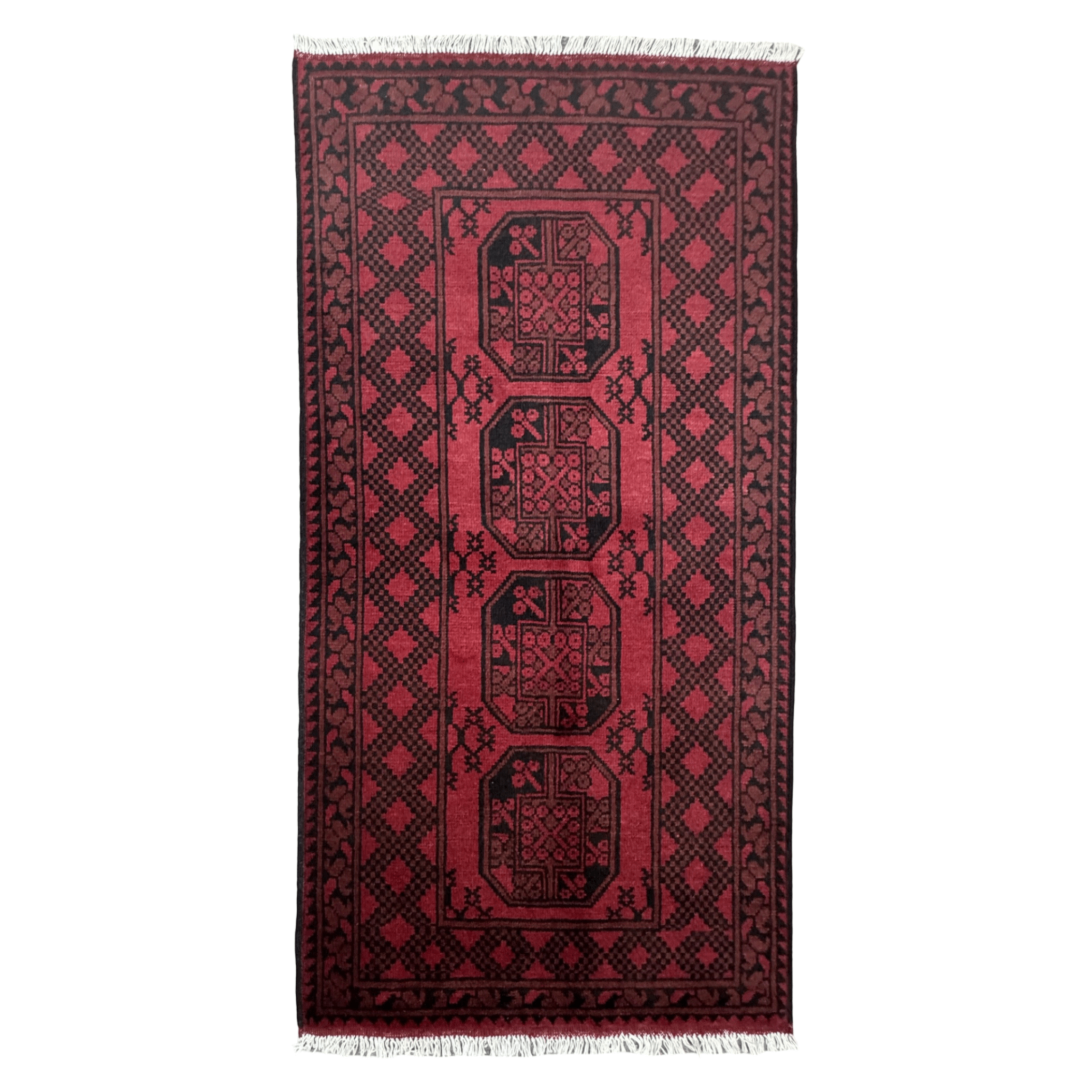 198 x 100 cm Hand-Knotted Afghan Akche Rug