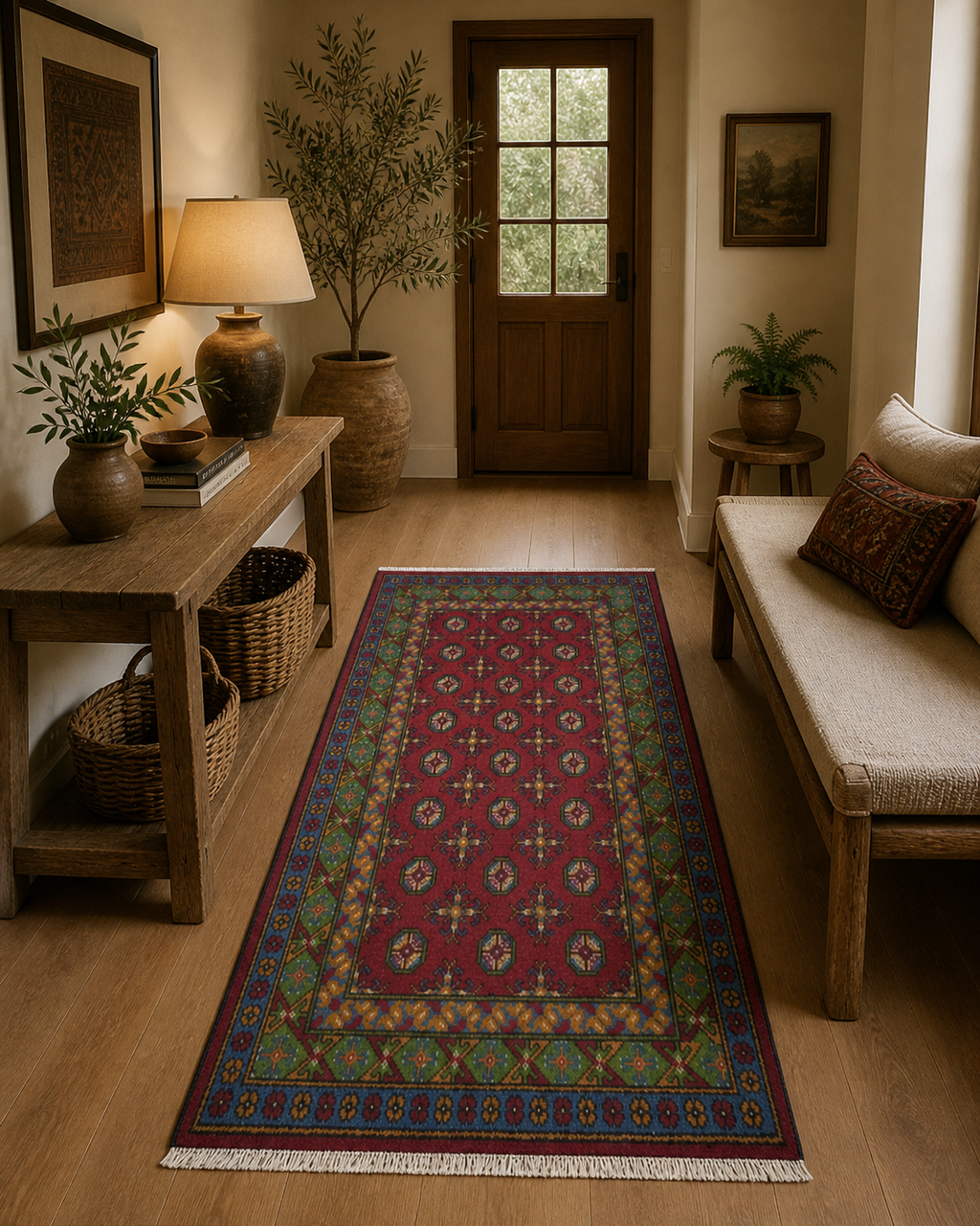 198 x 100 cm Hand-Woven Afghan Akche Rug
